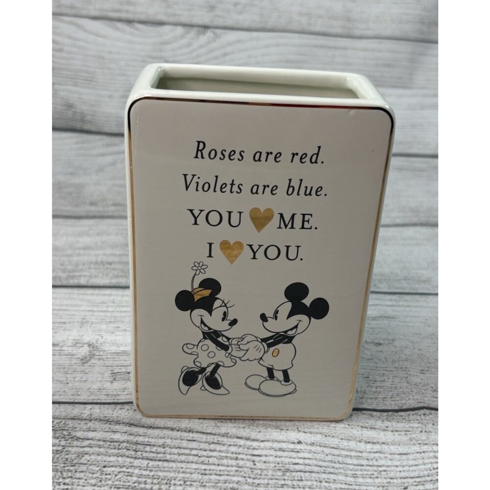 Hallmark Disney Vase Mickey Minnie "LOVE IS IN THE AIR" RETIRED